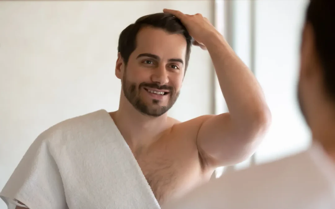 Smiling young male style hair